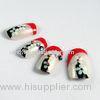 Fashionable French Tip Fake Nails Flower Pattern Artificial Nail Salon Nail