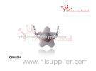 Mini Lovey White Five-Pointed Star Pave Set Cubic Zircon Ceramic Silver Necklace Sku1031