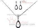 Sterling Silver Jewelry Sets Black Ceramic Vintage Filigree Teardrop Stur Earring