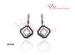 Refined Wholesale Square Shaped English Lock Silver CZ Micro Pave Wax Earrings