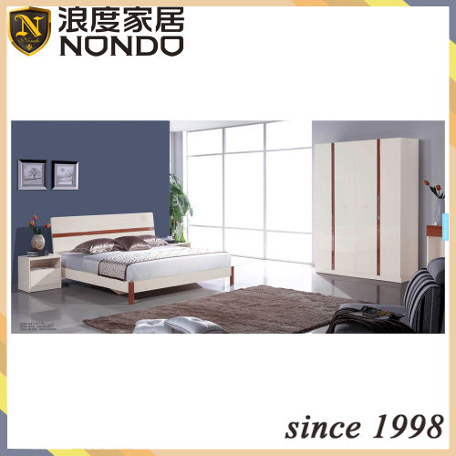 MDF double bed bedroom design with wardrobe