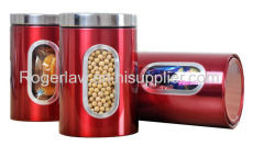 round airtight tea tin can / coffe can with plastic frame inside and transparent window on body