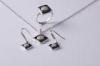 Cubic Zirconia Black Square 925 sterling Silver And Ceramic Jewelry Set For Ladies CSR0724 CSP0727 C