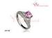 Unisex Prong Setting Diamond Cut Pink Zircon Silver CZ Wedding Rings In Wax Setting