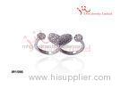 Sparkling Double Heart Married Couple Rings in 925 Silver cz Engagement Rings