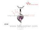 Small Light Shinny Pink Zircon Heart Shaped Necklace Chain Silver CZ Pendants Jewellery