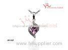 Small Light Shinny Pink Zircon Heart Shaped Necklace Chain Silver CZ Pendants Jewellery