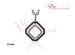 Black White Double Square Tiger Prong Silver CZ Pendants With Long Silver Necklace Chain