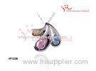 Big Color Stones Peacock Fans Silver CZ Pendant Necklace Jewellery With Chain