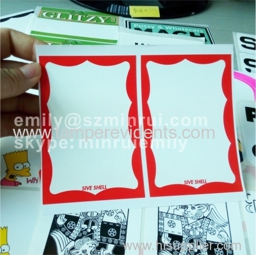 blank eggshell stickers with red borders