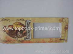 Ivory board Christian prayer card with transparent PVC window printing on demands