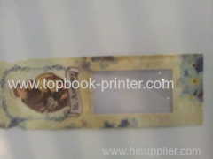 Ivory board Christian prayer card with transparent PVC window printing on demands