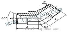 Hydraulic fittings 45 degree elbow BSP male 60 degree seat/BSPT male 1BT4