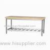 2 Tier Commercial Stainless Steel Kitchen Work Table With Wooden Surface