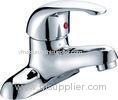 Chrome Polished Two Hole Bathroom Faucet for Ceramic Basin , Single Lever