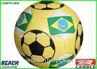 Machine Stitched Yellow Football Soccer Ball With Thread Winding Rubber Bladder