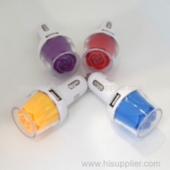 Lovely style 2 USB 5V 3.1A rose car charger