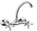 Brass Wall Mounted Double Handle Kitchen Mixer Taps With Swivel Spout