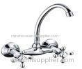 Brass Wall Mounted Double Handle Kitchen Mixer Taps With Swivel Spout