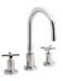 Deck Mounted Double Handle Faucet , Cross Handle 3 Hole Bathroom Faucet