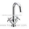 Chrome Brass Double Cross Handle Bathroom Faucets Single Hole Basin Mixer Tap