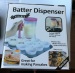 Cake batter dispenser with measuring label batter separator