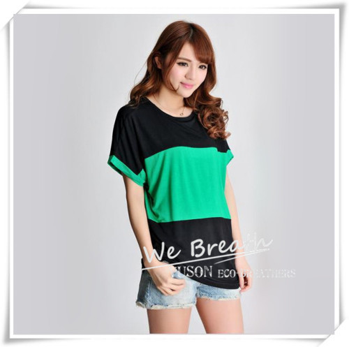 Apparel & Fashion Shirts & Blouses Bamboo Jersey Summer Short Sleeves T-shirt with Big Color Block Matching Soft