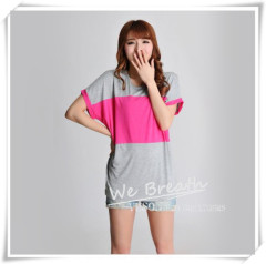 Apparel & Fashion Shirts & Blouses Bamboo Jersey Summer Short Sleeves T-shirt with Big Color Block Matching Soft