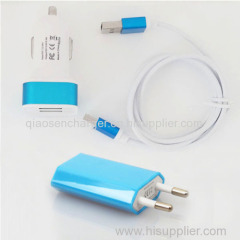 2015 new arrival EU USB double color shell charger adapter for iphone