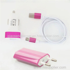 2015 new arrival EU USB double color shell charger adapter for iphone