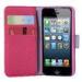 Girls Pink Wallet Leather Iphone 5 Cell Phone Cases With Endshield Back Stick