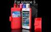 iPhone 5S Leather Cell Phone Case With Card Slot / OEM Red Mobile Phone Shells
