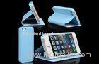 Custom Made Blue PU Apple iphone Case Covers Lychee Pattern For iPhone5