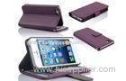 Shock Proof Leather Apple iPhone Case Purple Sheepskin Mobile Phone Wallet Cover
