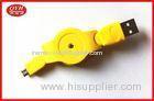 0.8M Yellow Retractable Micro USB Cable Two Way For Computer Charging