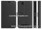 Black Sony Xperia C3 Leather Mobile Phone Case Wallet Cover With Stand