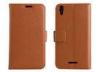 Brown Leather Mobile Phone Case Wallet Cover For Sony Xperia T3