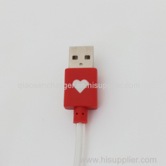 Top quality Flash lovely heart cable for iphone6 iphone5