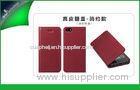 Rose Red IPhone 5s Genuine Leather Flip Wallet Case Cover With Card Holder
