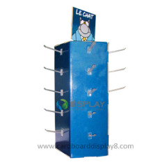 Point of purchase advertising cardboard display stands with peg hooks