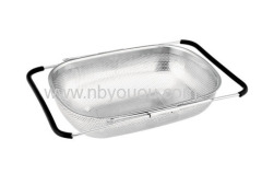 quality guarantee Stainless steel punching sink basket with extendable balack handle