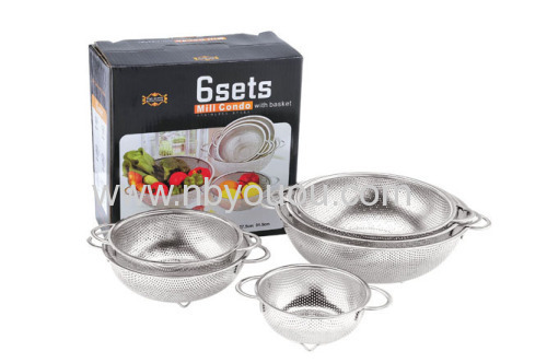 quality guarantee 6PCS stainless steel punching basket with side ears