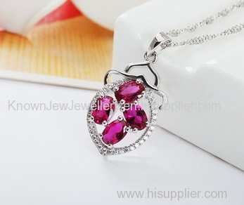 S925 Sterling Silver Platinum Plated Spinel Pendant from China