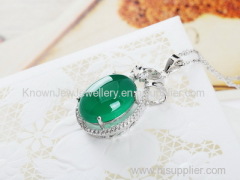 Chinese Supplier S925 Sterling Silver Platinum Plated Agate pendant