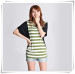Apparel & Fashion Shirts & Blouses Bamboo Fabric Straps Printing Block Matching Stretchy T-shirt Girls Fashion Design