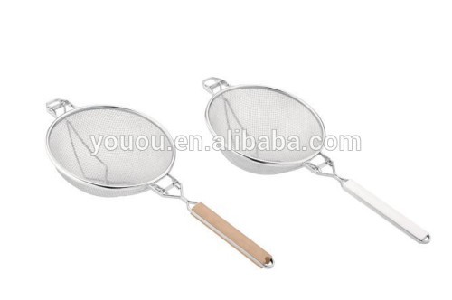 new kitchen tools stainless steel double mesh oil strainer with handle