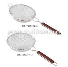 quality guarantee stainless steel double mesh oil strainer with plastic handle