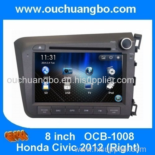 Ouchuangbo Honda Civic 2012 Right car stereo gps dvd support BT iPod USB