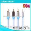 3.5mm Male to 3RCA Audio Video Cables Gold Plated Connector Extention Cable 1.5m - 2m