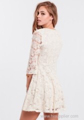 2015 new fashion ODM service Plus Size factory price Hollow Out floral lace Bohemian style Dress by China dress manufact